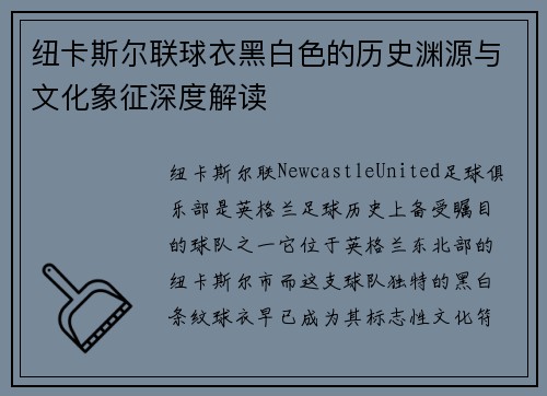 纽卡斯尔联球衣黑白色的历史渊源与文化象征深度解读 纽卡斯尔联球衣黑白色的历史渊源与文化象征深度解读