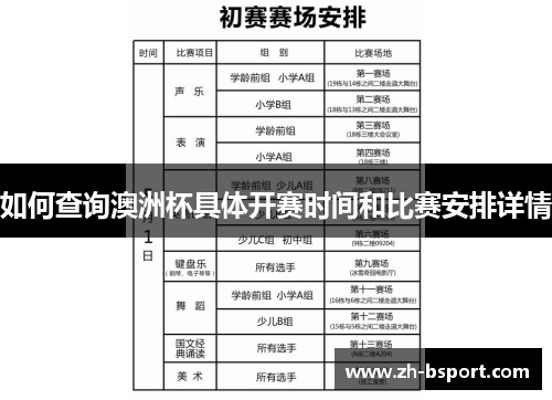 如何查询澳洲杯具体开赛时间和比赛安排详情